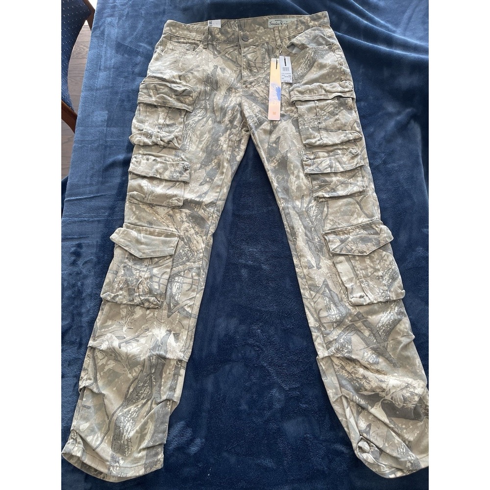 NWT Smoke Rise Cargo Pants Mens 38/34 Sand Camo Straight Stacked Fit - 6 Pockets